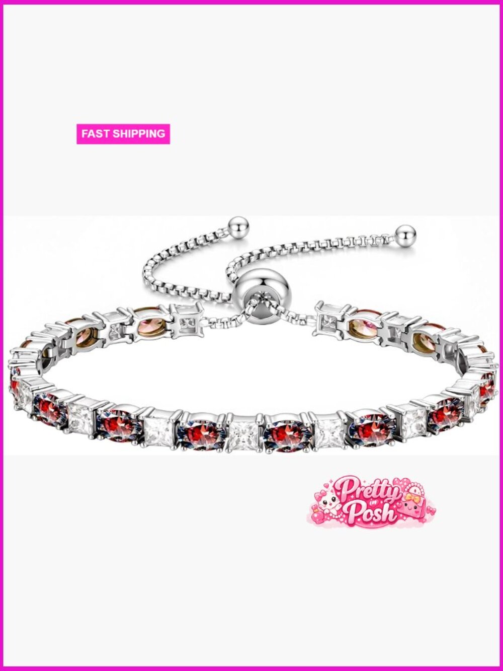 Adjustable Sterling Silver Birthstone Tennis Bracelet, 6-10 inch, Jewelry Gift